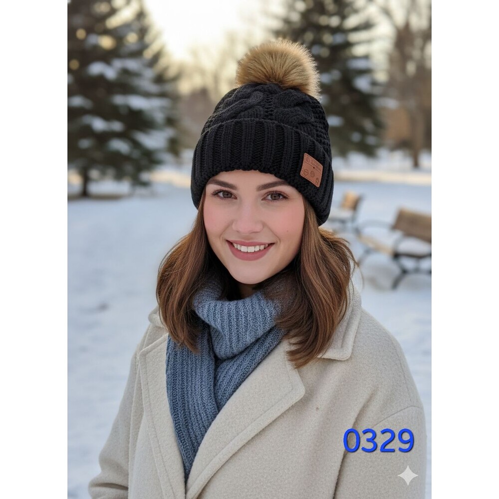 Bluetooth Fleece Lined Pom Beanie - 0329